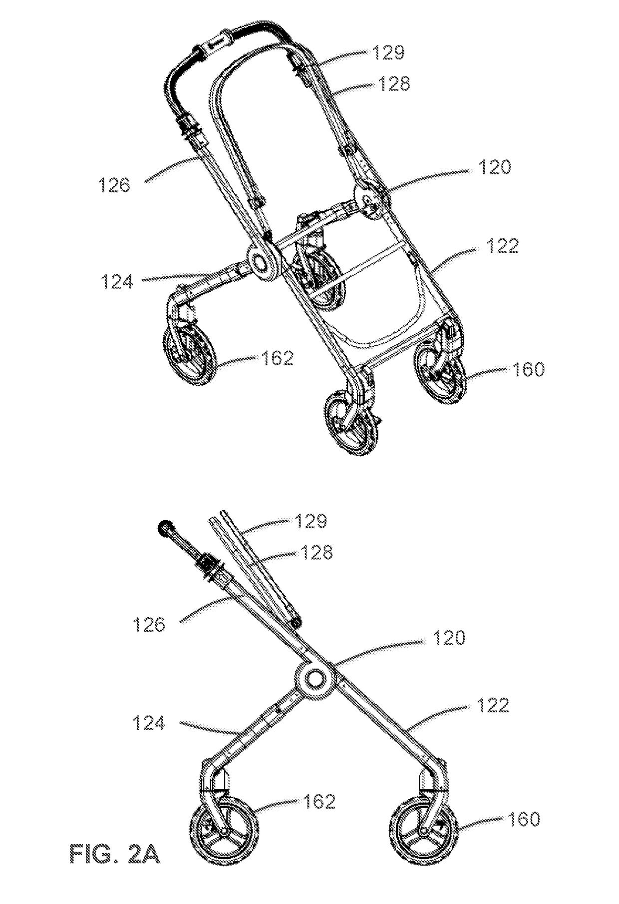 Collapsible stroller having central hub system