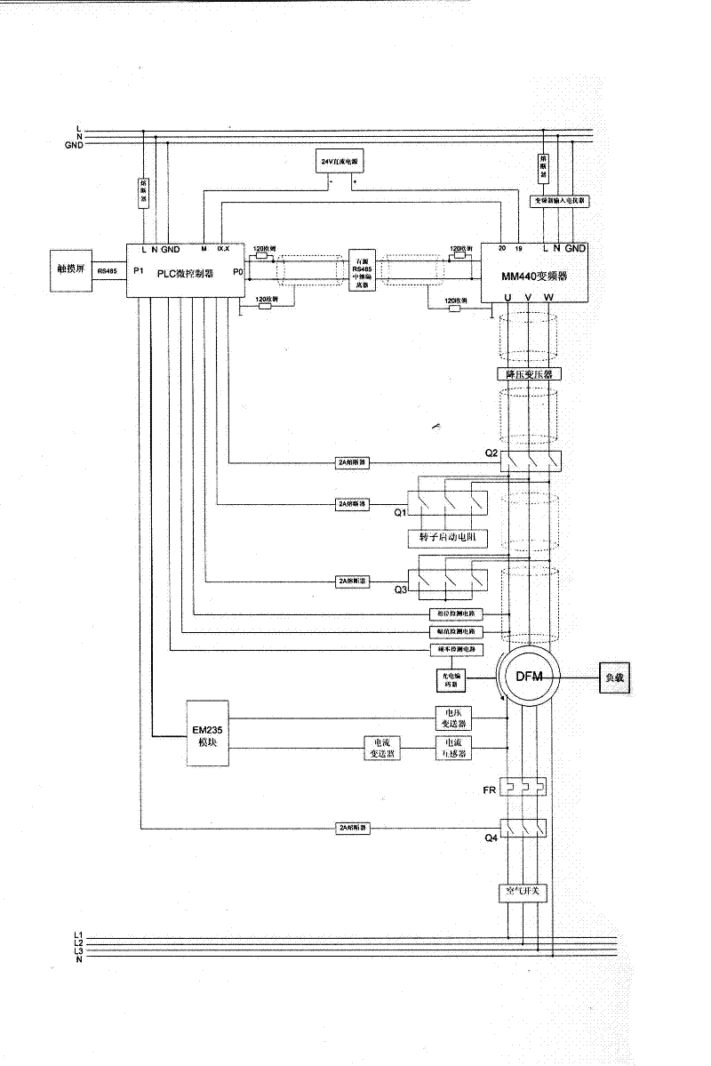 Programmable logic controller (PLC)-and-frequency-converter-based energy saving control system and method for doubly-fed motor