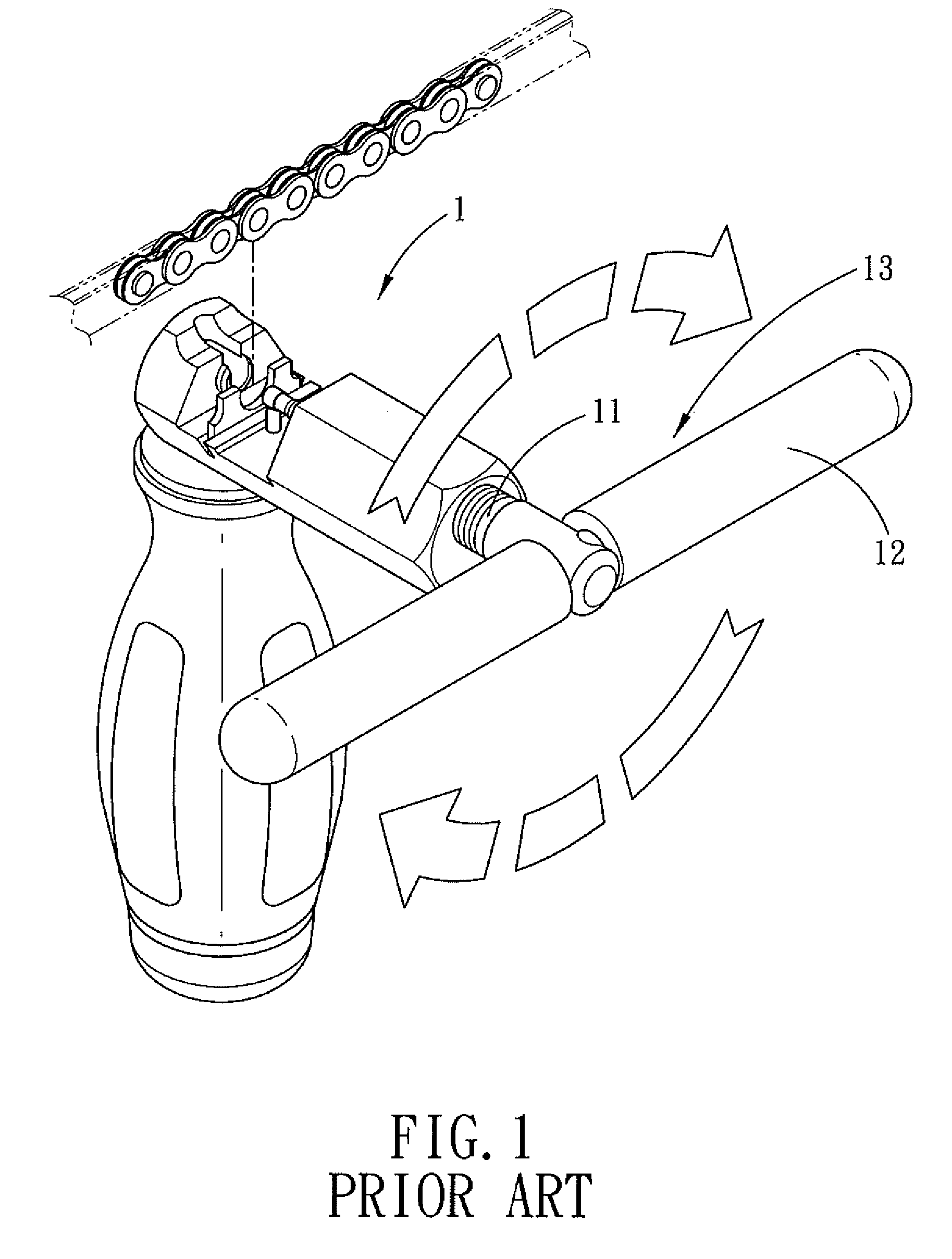 Ratchet arrangement for a chain splitter
