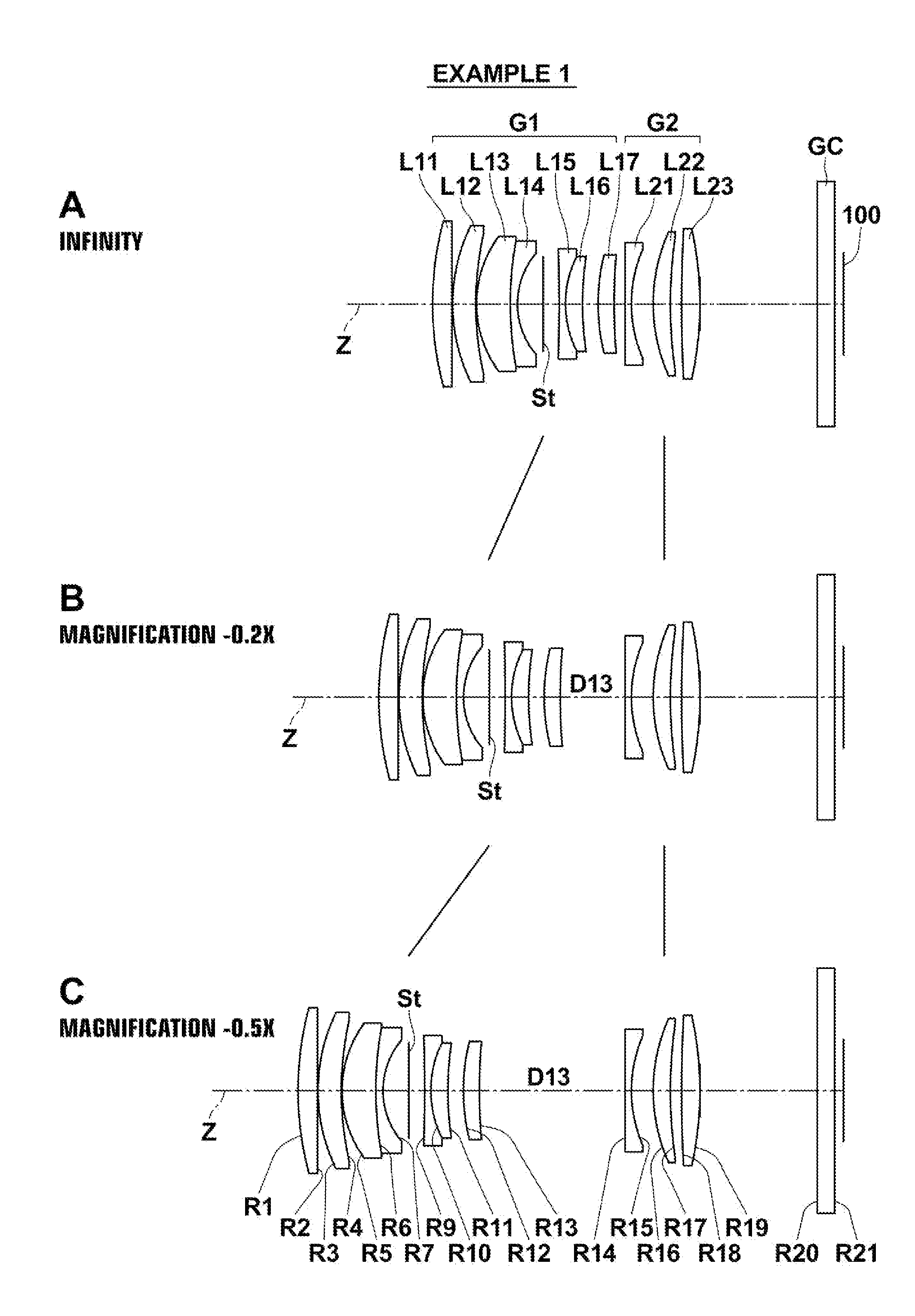 Medium telephoto lens and imaging device