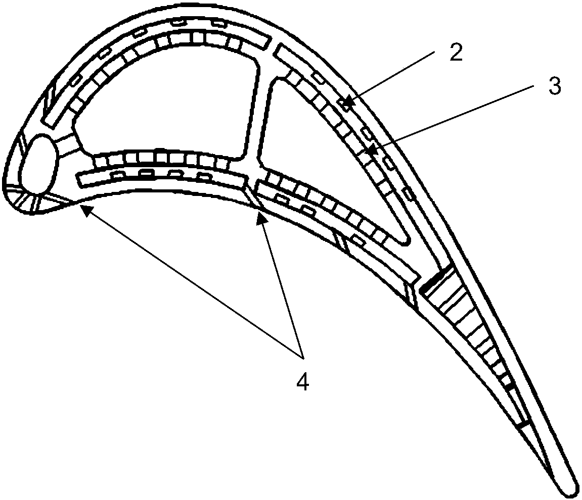 Double-wall cooling and film cooling combined turbine blade structure