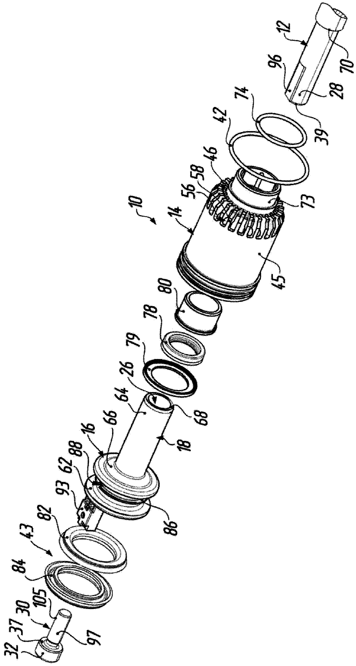 Setting device for actuating a selector rod of a transmission