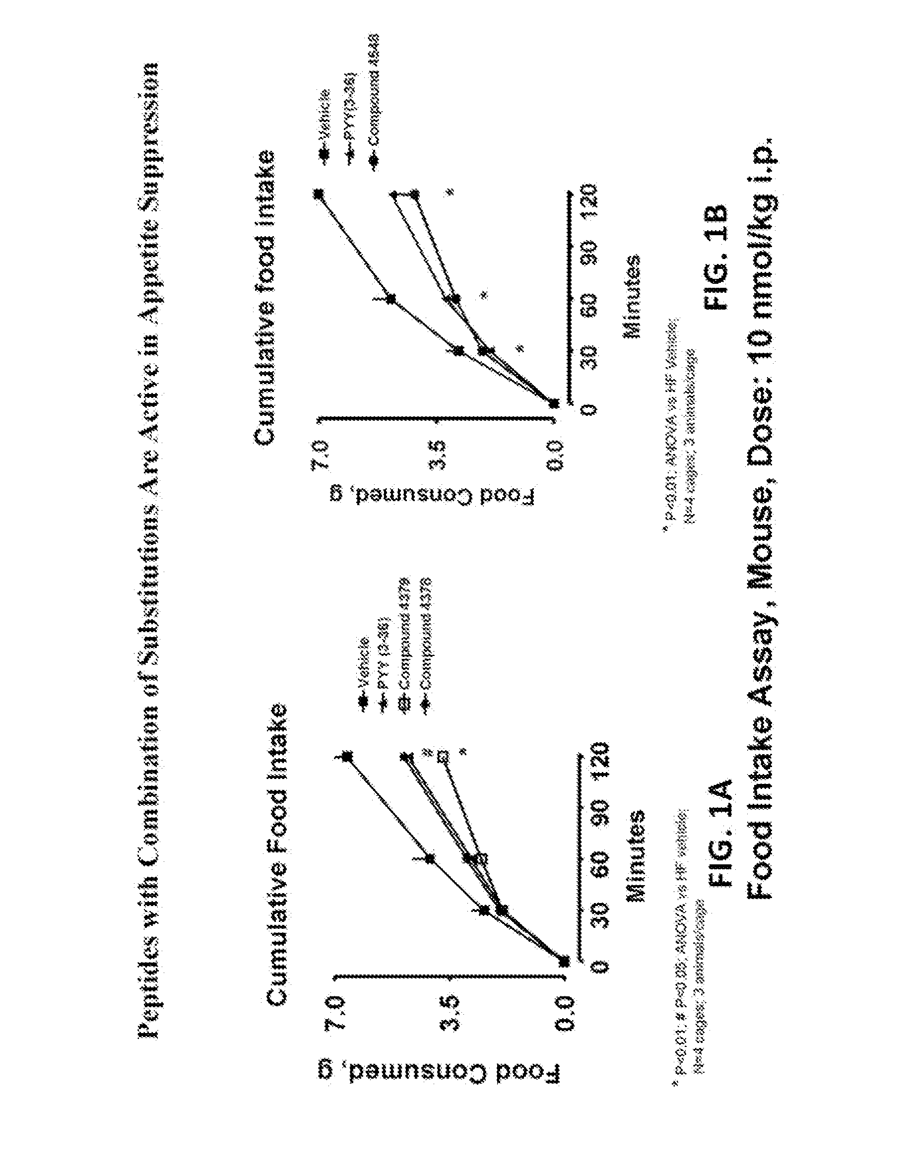 Pancreatic polypeptide family motifs, polypeptides and methods comprising the same