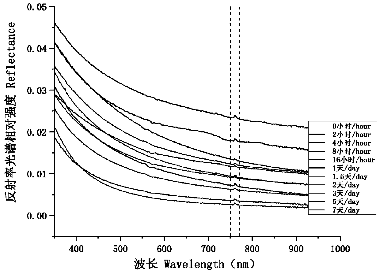 Analysis method of oil spill weathering time based on reflectance spectrum, and application