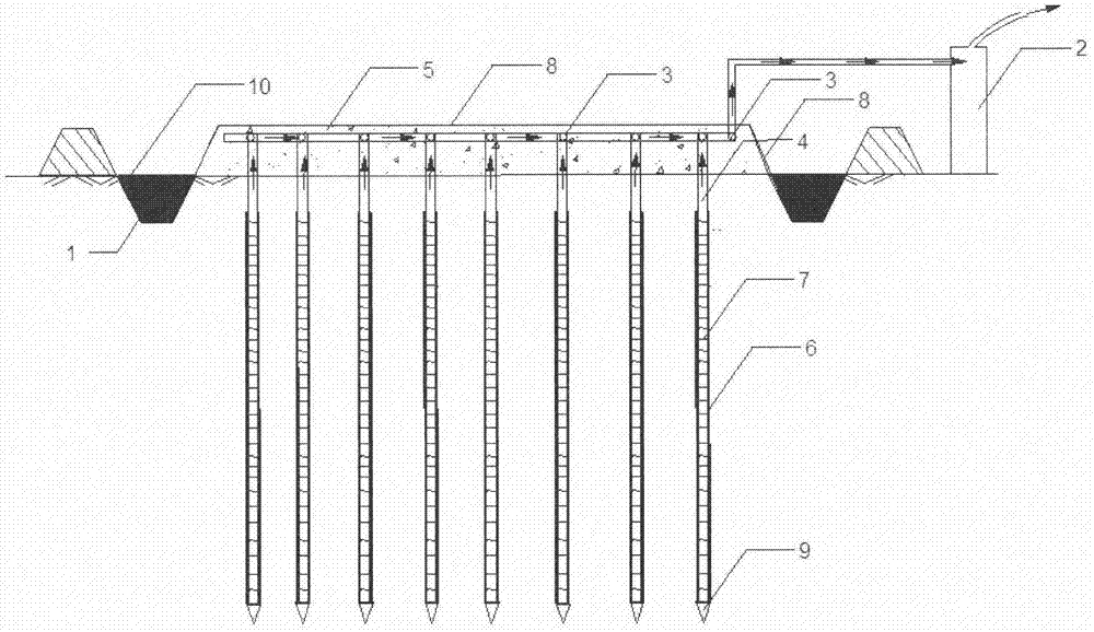 Method for treating foundation by vacuum prepressing method through positionable water permeable pipes