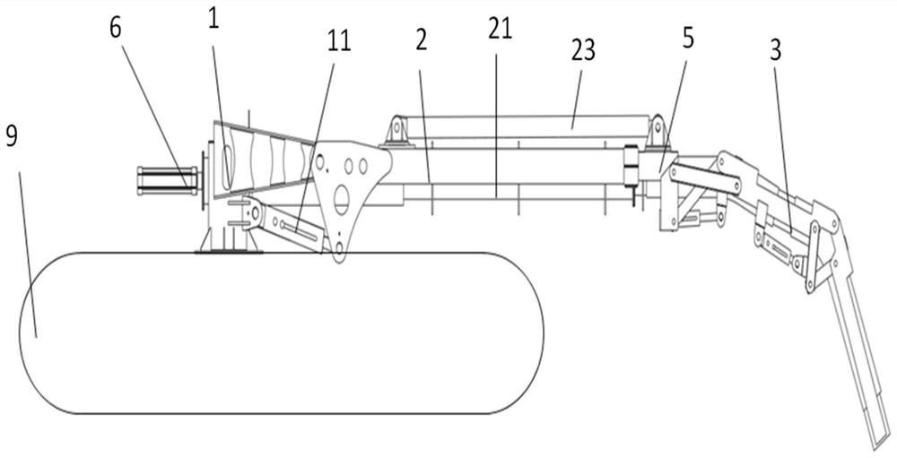 Multi-degree-of-freedom suction arm support and dredging vehicle