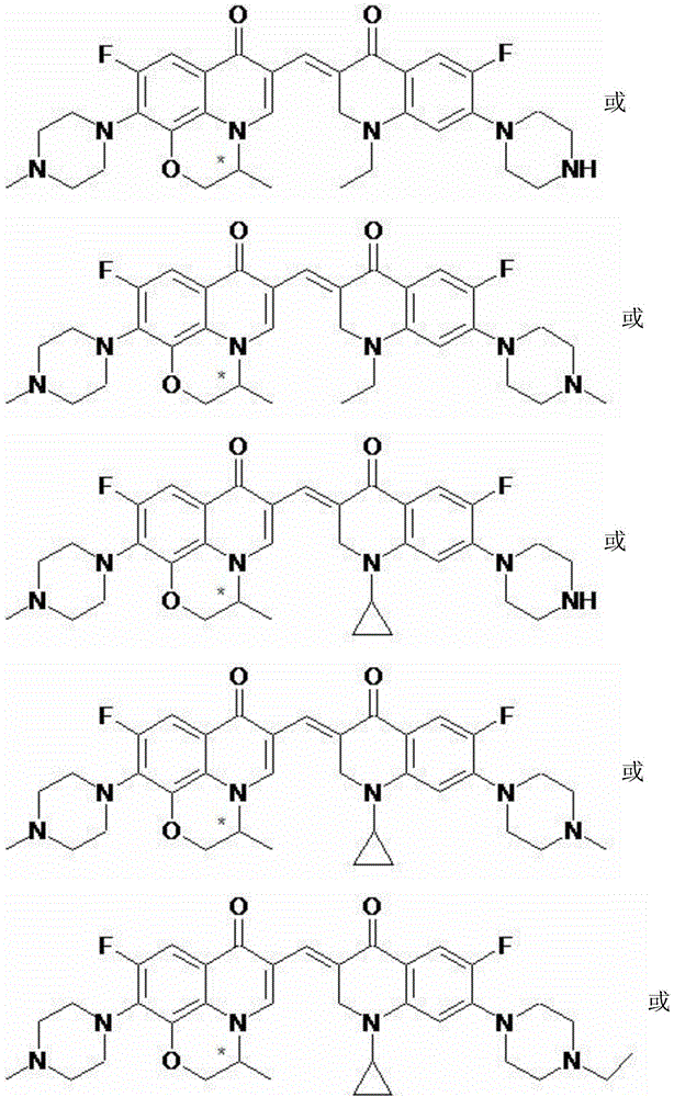 A kind of 3,3'-methylene-bisfluoroquinolone derivative of chiral oxazinoquinoline ring and its preparation method and application