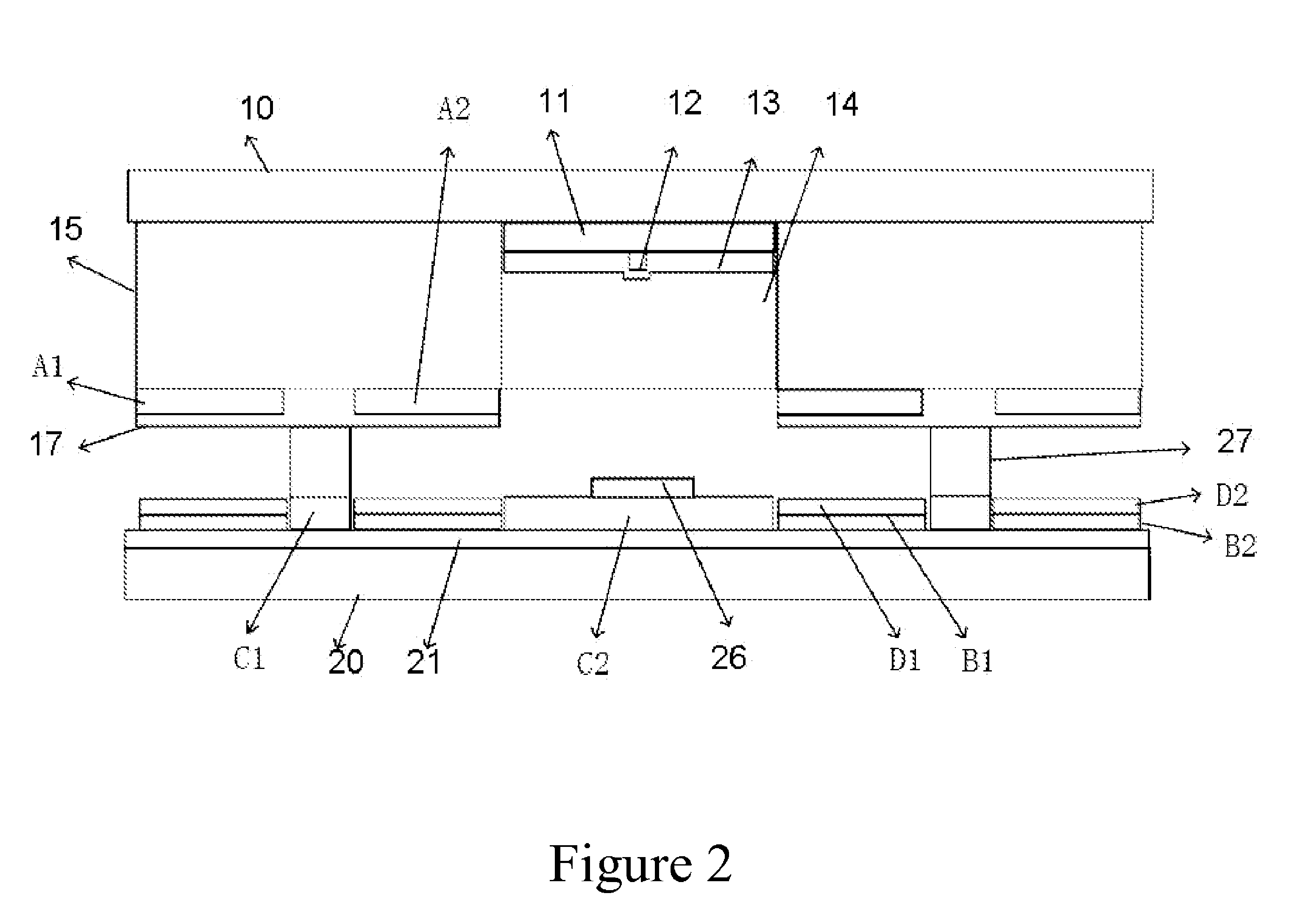 Symmetric quadrupole structured field emission display without spacer