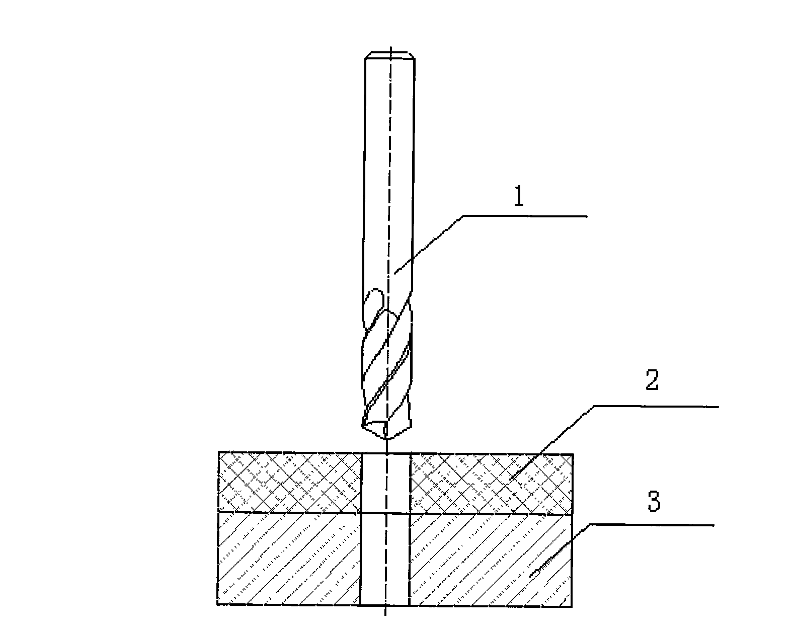 Method and device of disposing holes on carbon fiber composite material and meal material which are overlapped