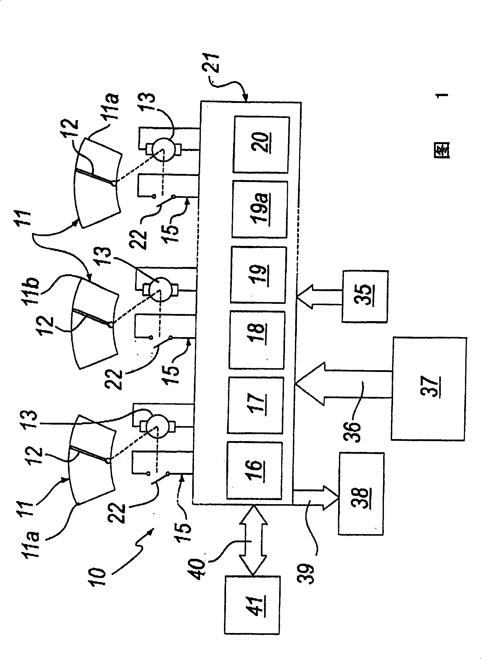 Synchronization device particularly for at least two windshield wipers