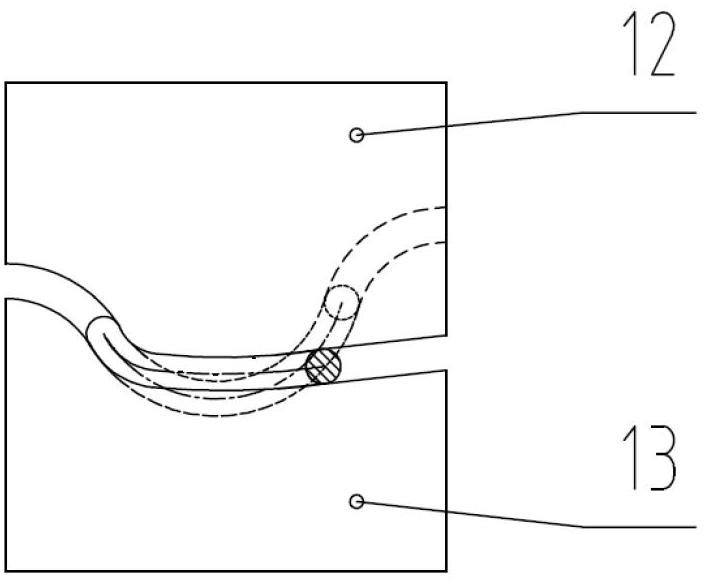 Railway fastener elastic strip forming die and forming method