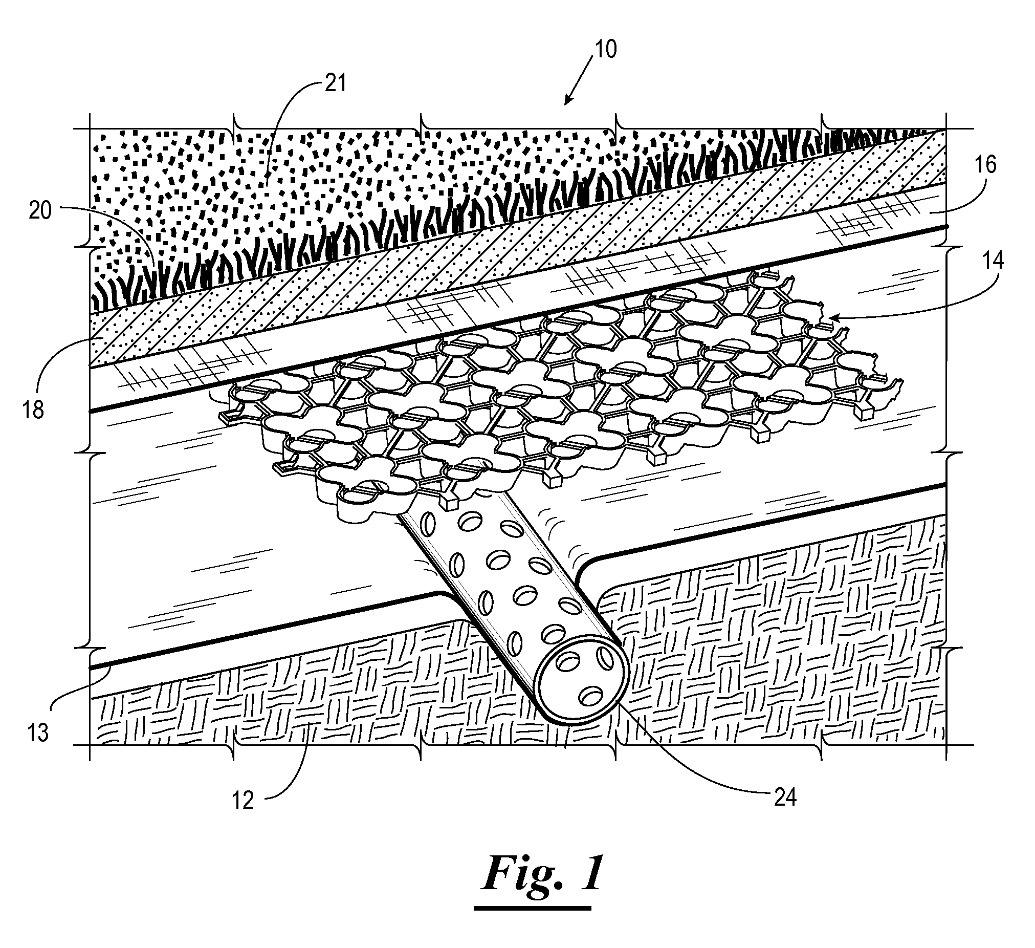 Subsurface drainage system and drain structure therefor