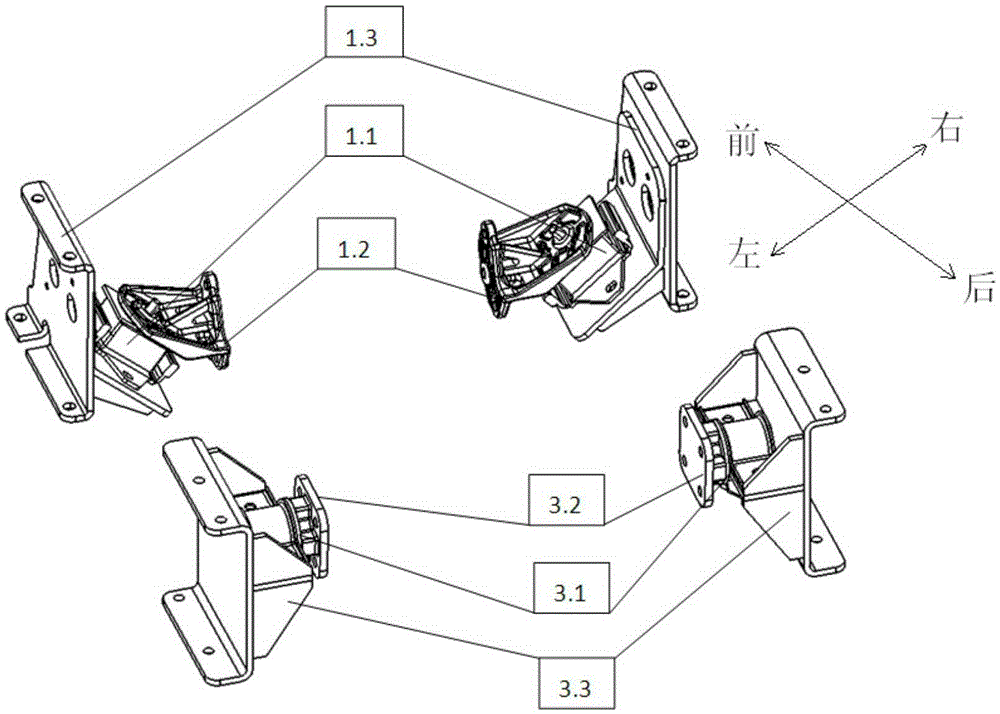 Rear suspension of engine and four-point engine suspension system