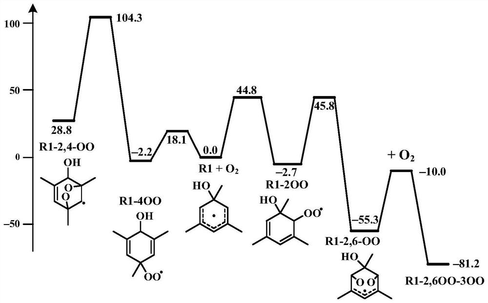 Verification method for calculating atmospheric oxidative degradation path of mesitylene by adopting high-level quantum chemistry