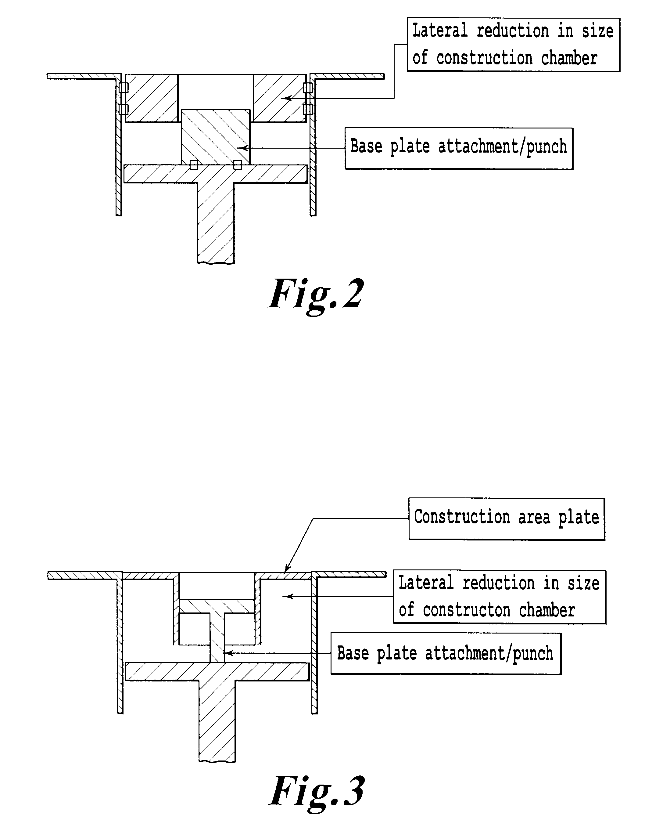 Apparatus for reducing the size of the lower construction chamber of a laser sintering installation