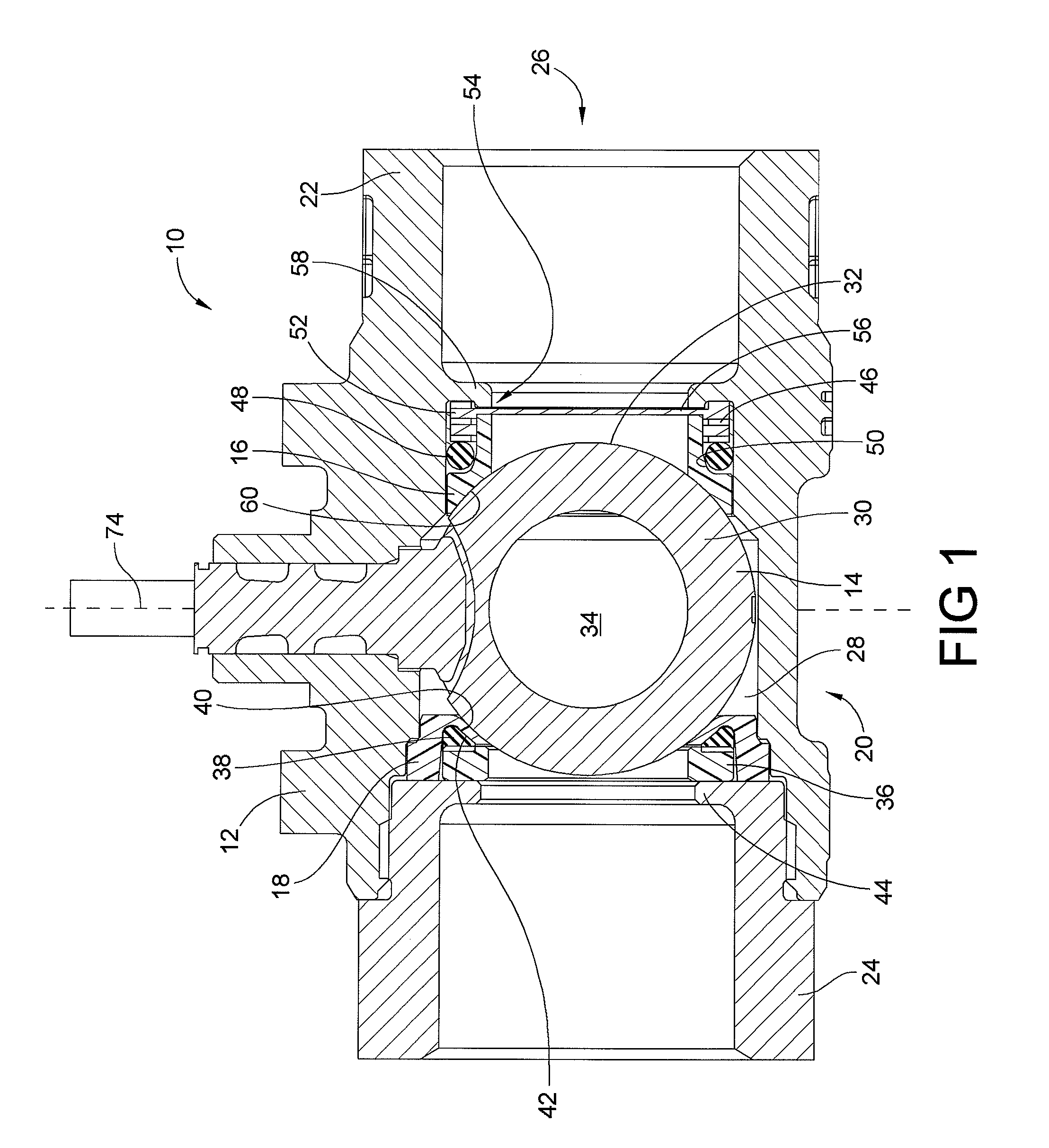 Low torque ball valve with dynamic sealing