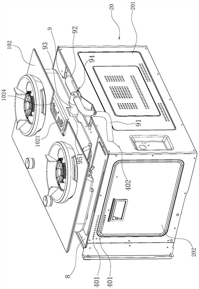 Integrated stove with cooking device