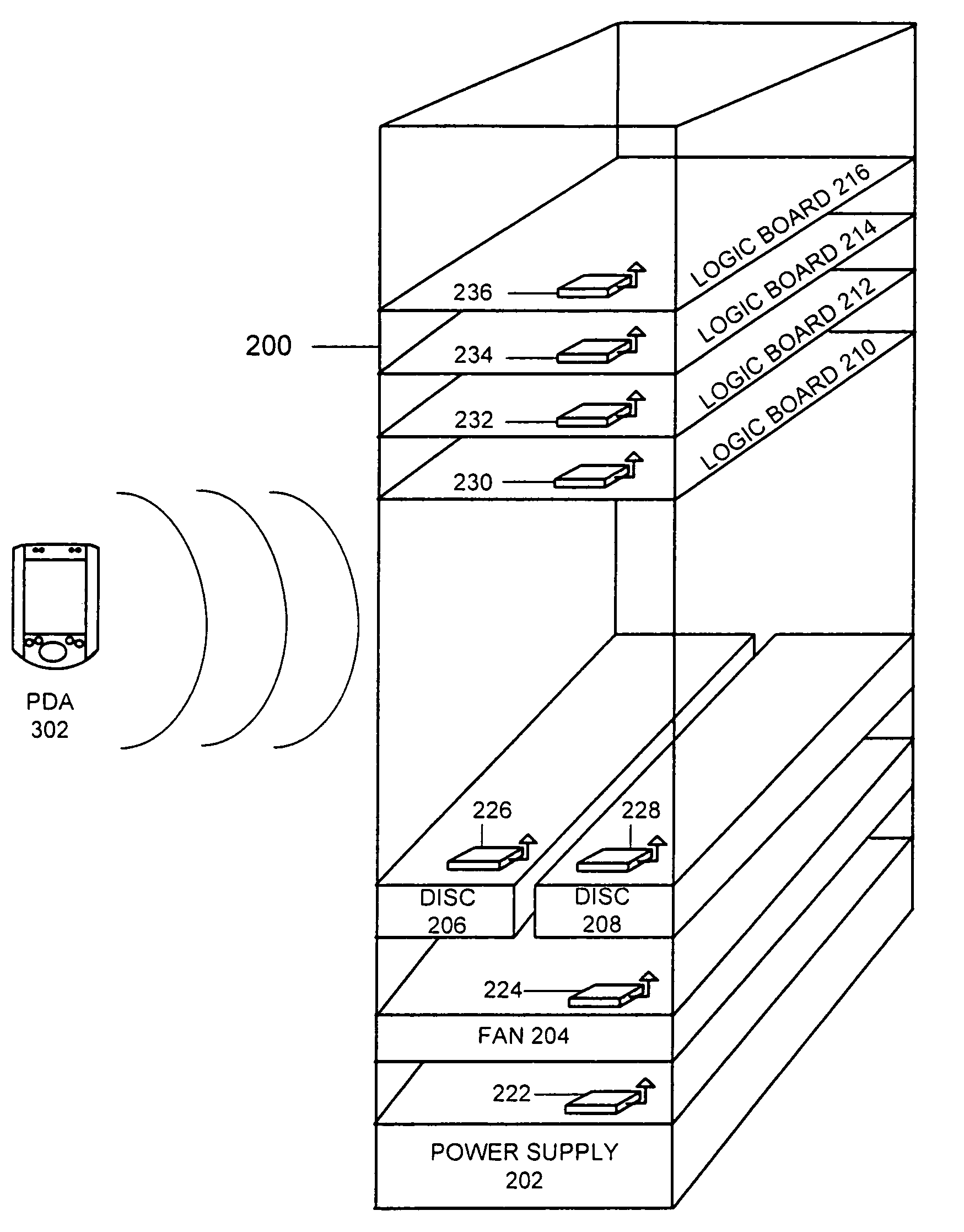 Method and apparatus for wirelessly testing field-replaceable units (FRUs)