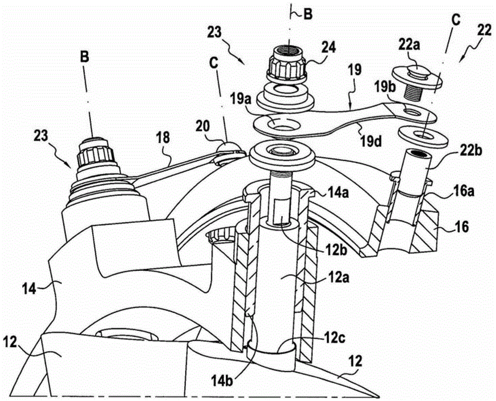 A device for controlling the pivoting blades of a turbine