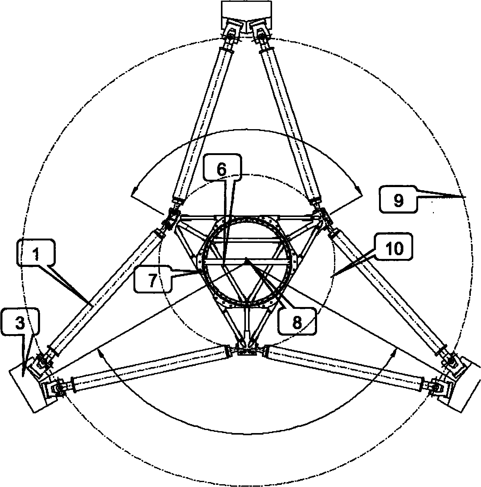 Six-degree-of-freedom parallel mechanism with measurement standard and fixed coordinate system