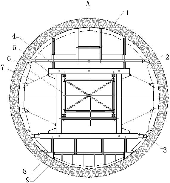 Full-circle needle beam lining trolley and construction method thereof