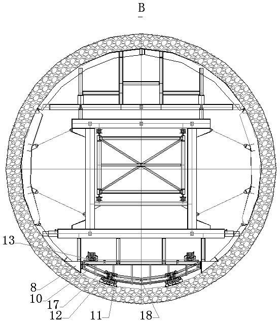 Full-circle needle beam lining trolley and construction method thereof