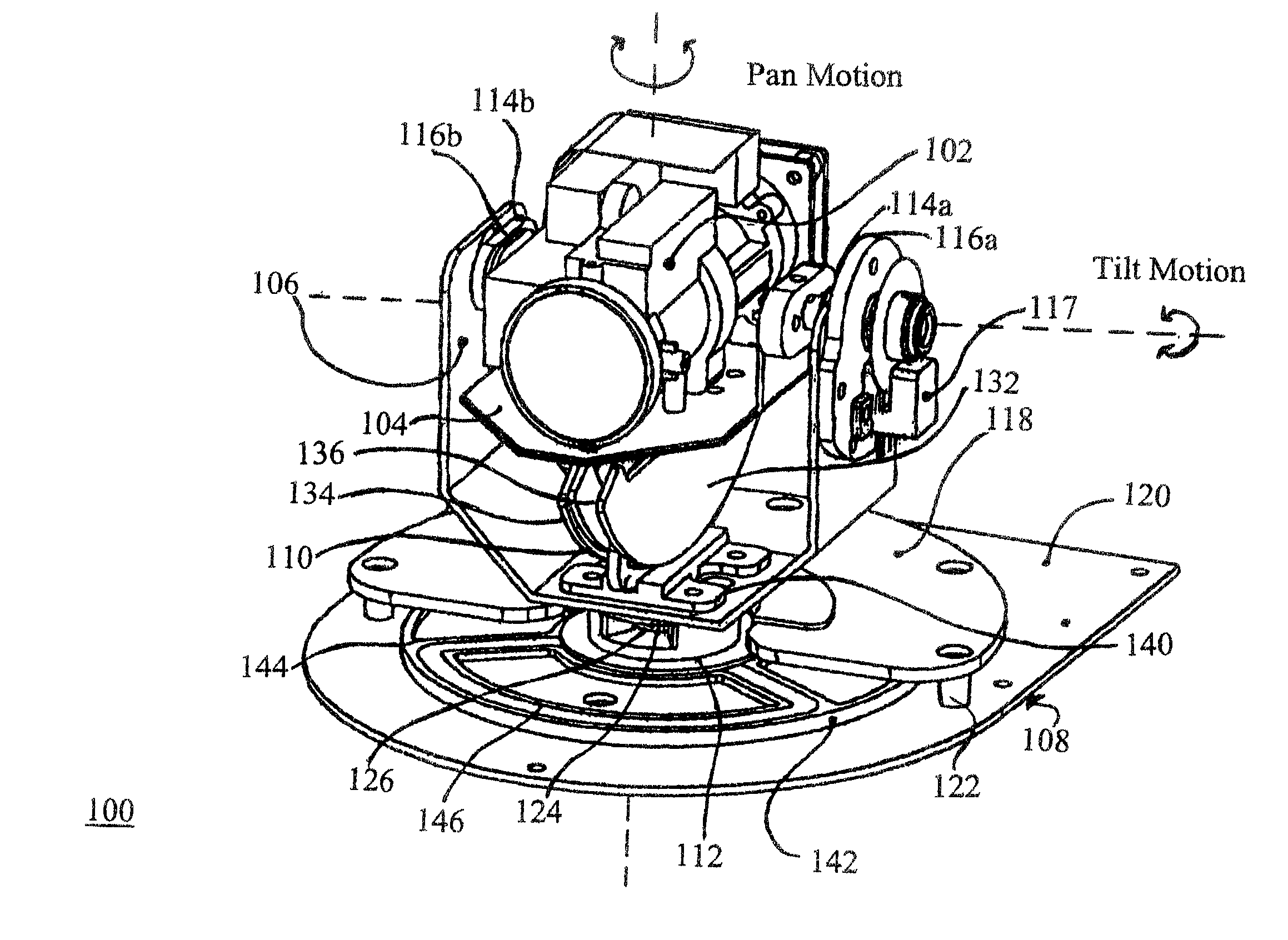 System and method for rotatably positioning a camera or similar article about two orthogonal axes