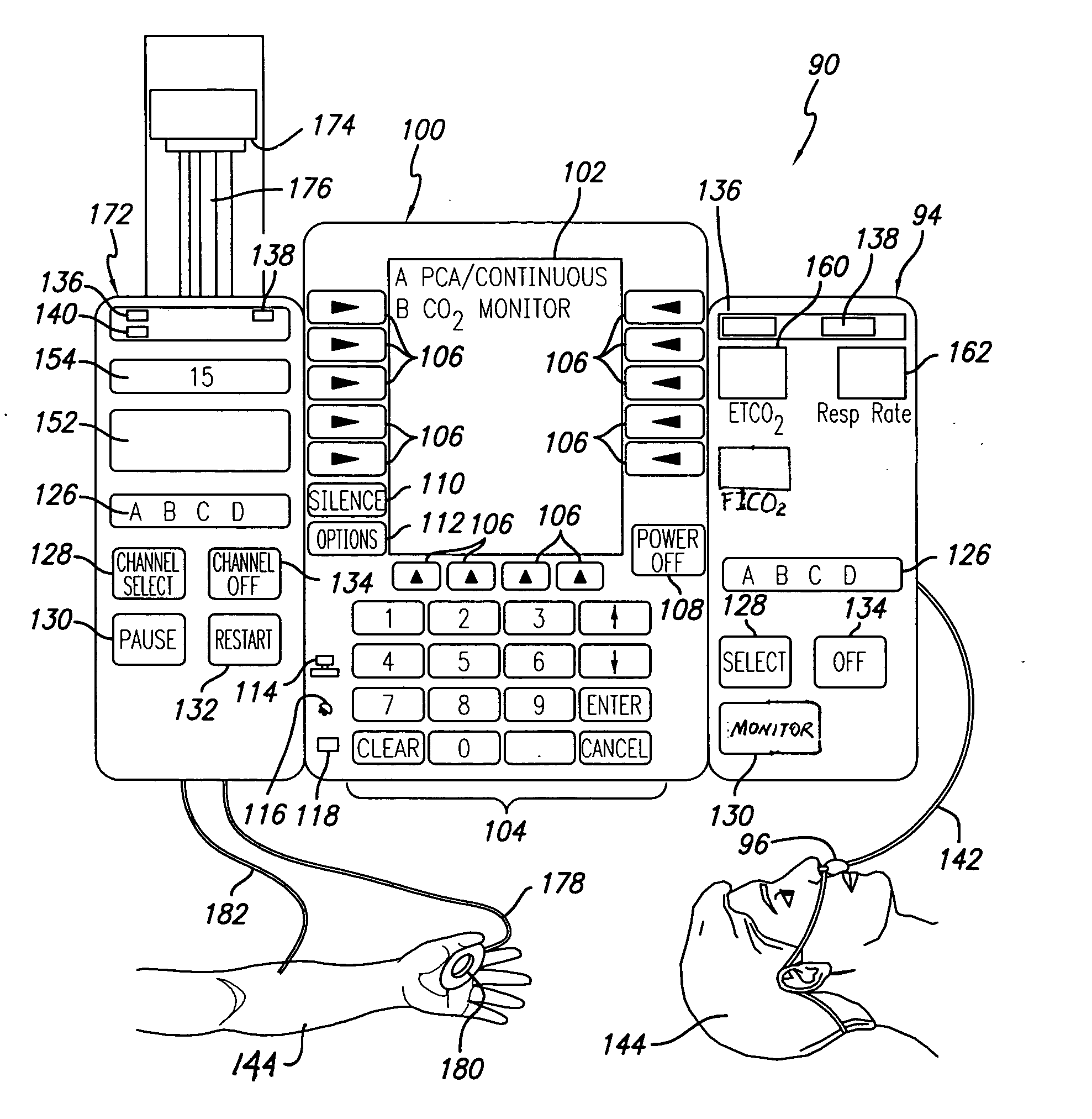 Patient-controlled analgesia with patient monitoring system and method