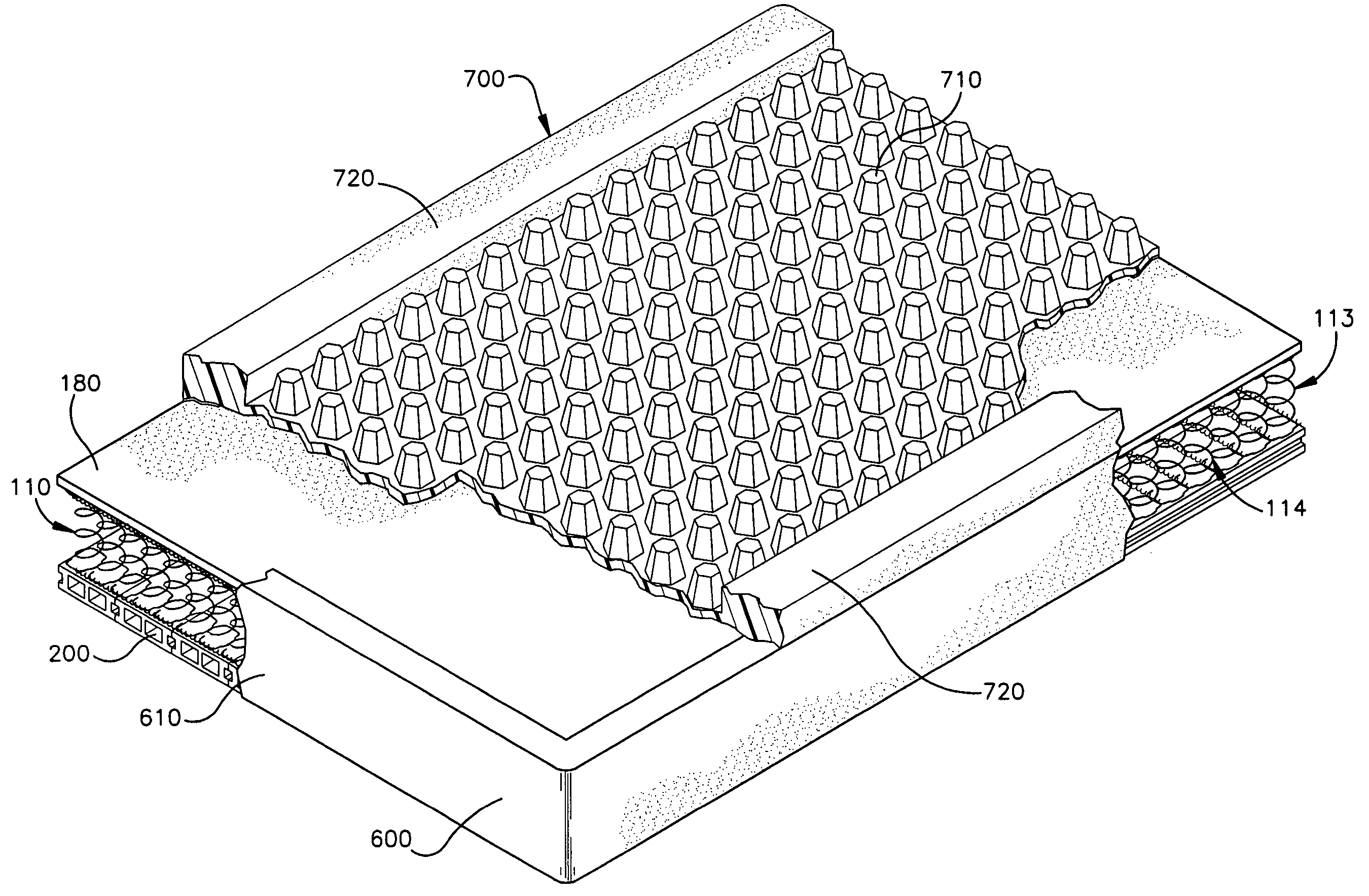 Foam encased innerspring with internal foam components (triple case)