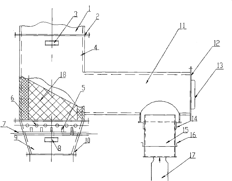 Combustion-supporting device of integrated smoke and dust eliminating truck and integrated smoke and dust eliminating truck