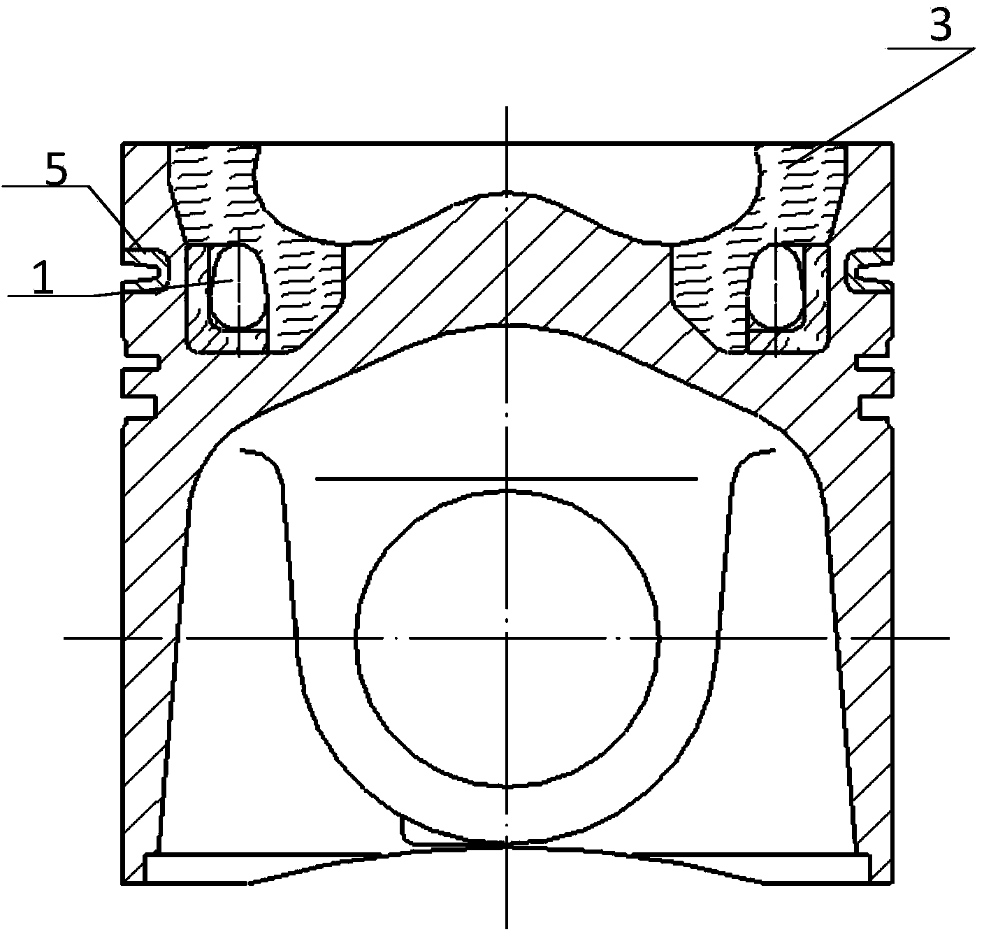 Method for manufacturing alumina fiber and titanium oxide particle-reinforced inner-cooling insert ring piston blanks