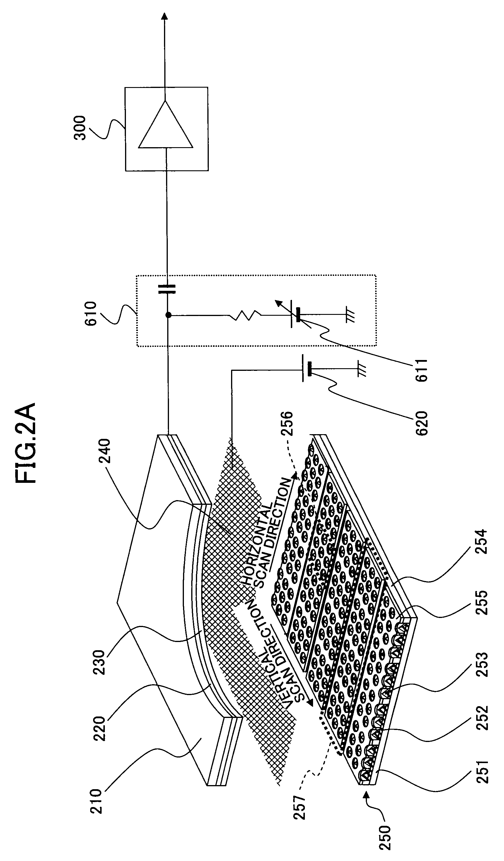 Imaging apparatus having electron source array that emits electrons during a blanking period