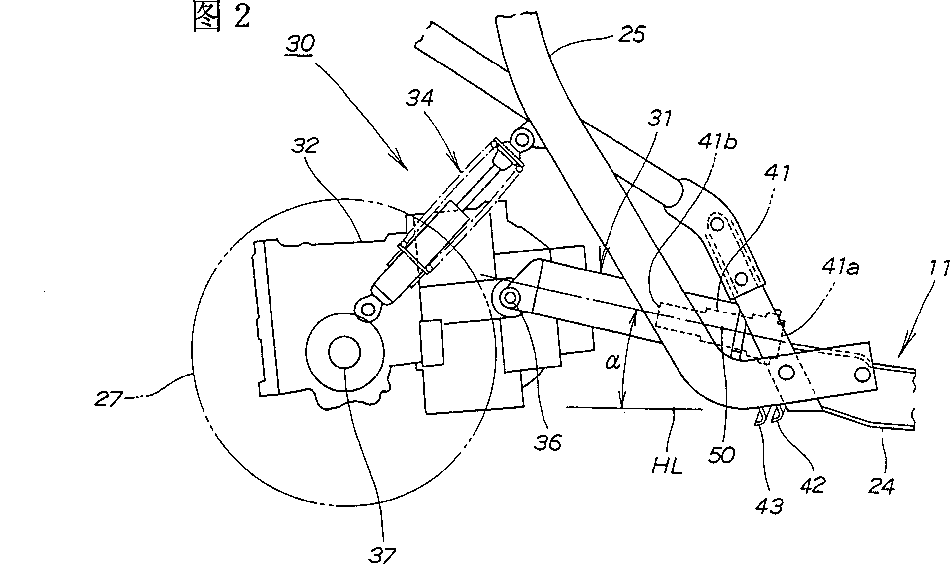 Rear wheel suspension device of cycle