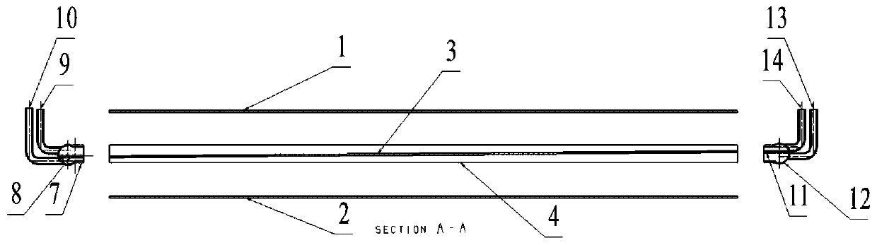 Double-sided working liquid cooling plate with tapered sections on two sides