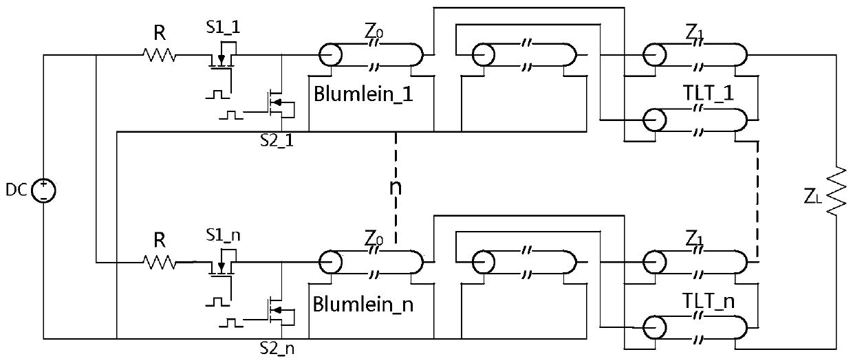 Modular solid-state nanosecond pulse generator based on pcbblumlein transmission lines and pcb transmission line transformers