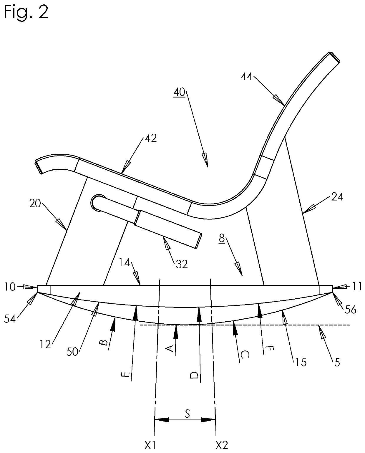 Three-dimensional rocking chair with variable curvature base for abdominal exercise