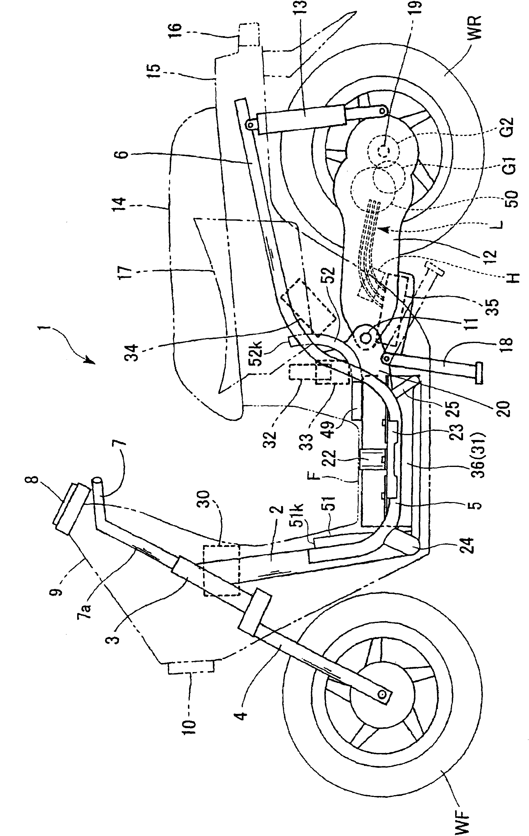 Accumulator device for motorcycle