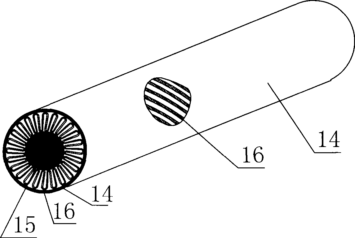Shell-pipe head exchanger by double helix flowing of fluid medium in or out of heat exchange tube