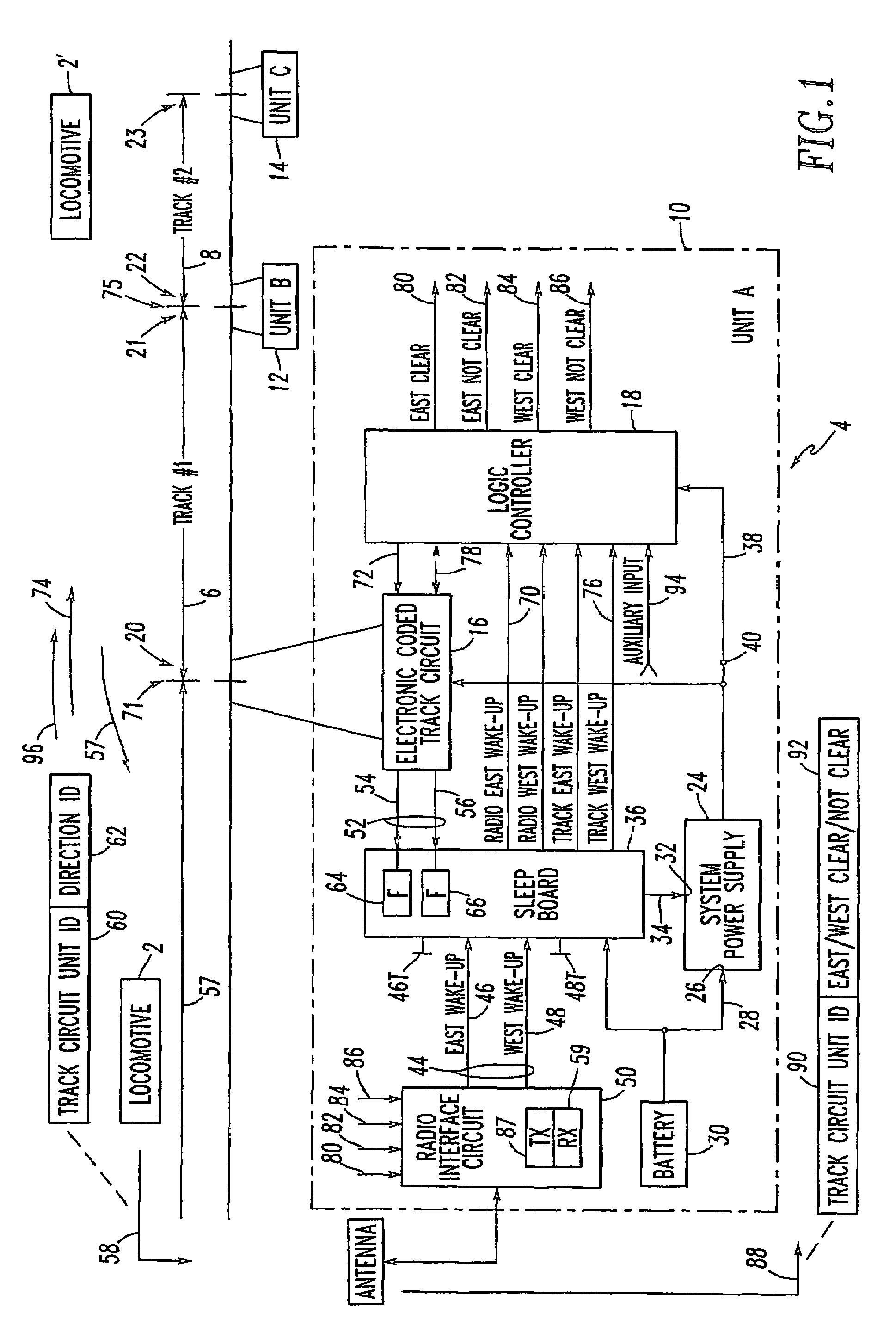 Method and system providing sleep and wake-up modes for railway track circuit unit