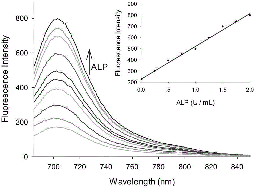 Preparation method and application of near-infrared alkaline phosphatase fluorescence probe