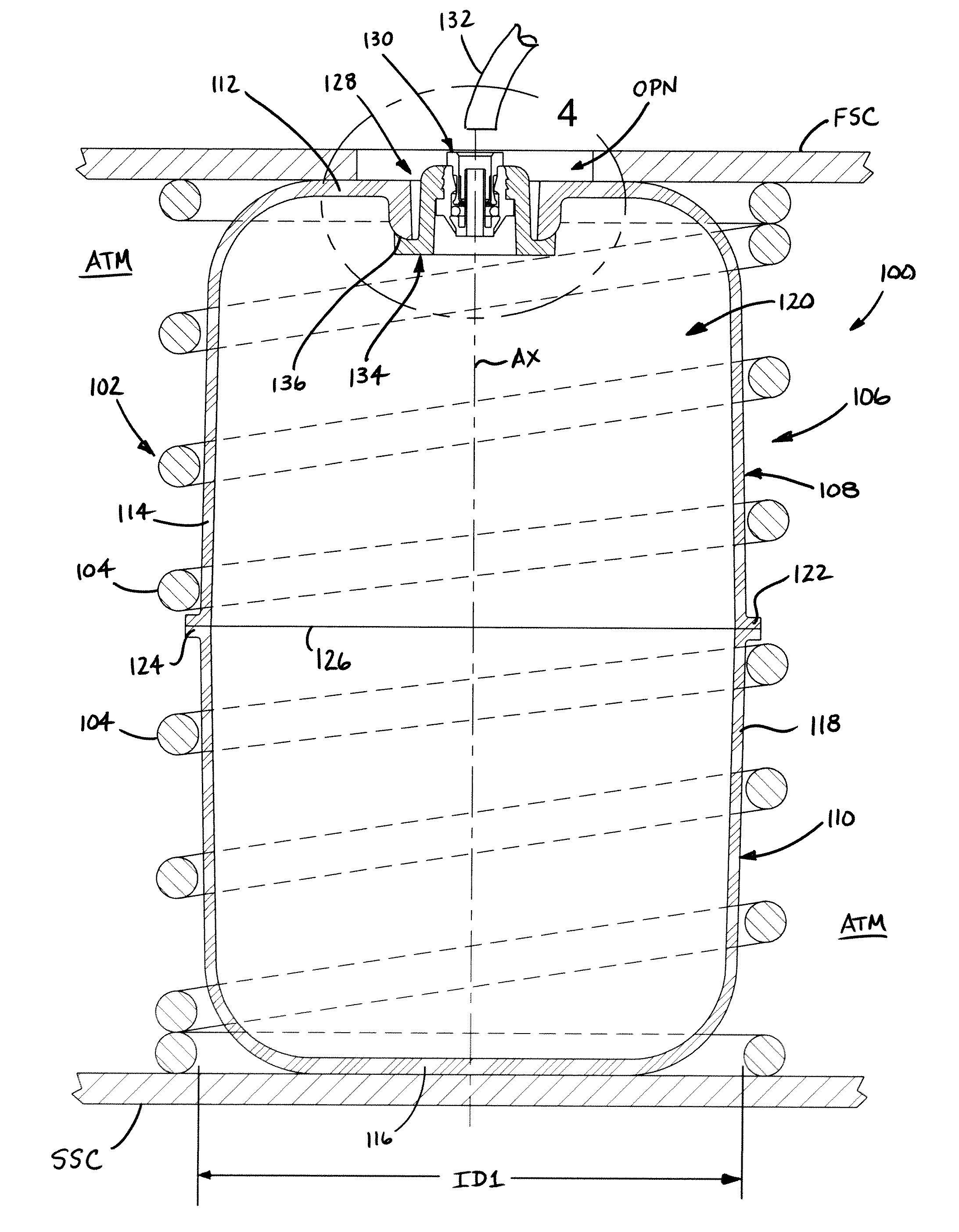 Gas suspension member and method