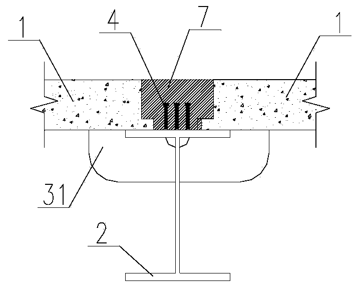 Novel anti-drawing composite beam joint structure and manufacturing process