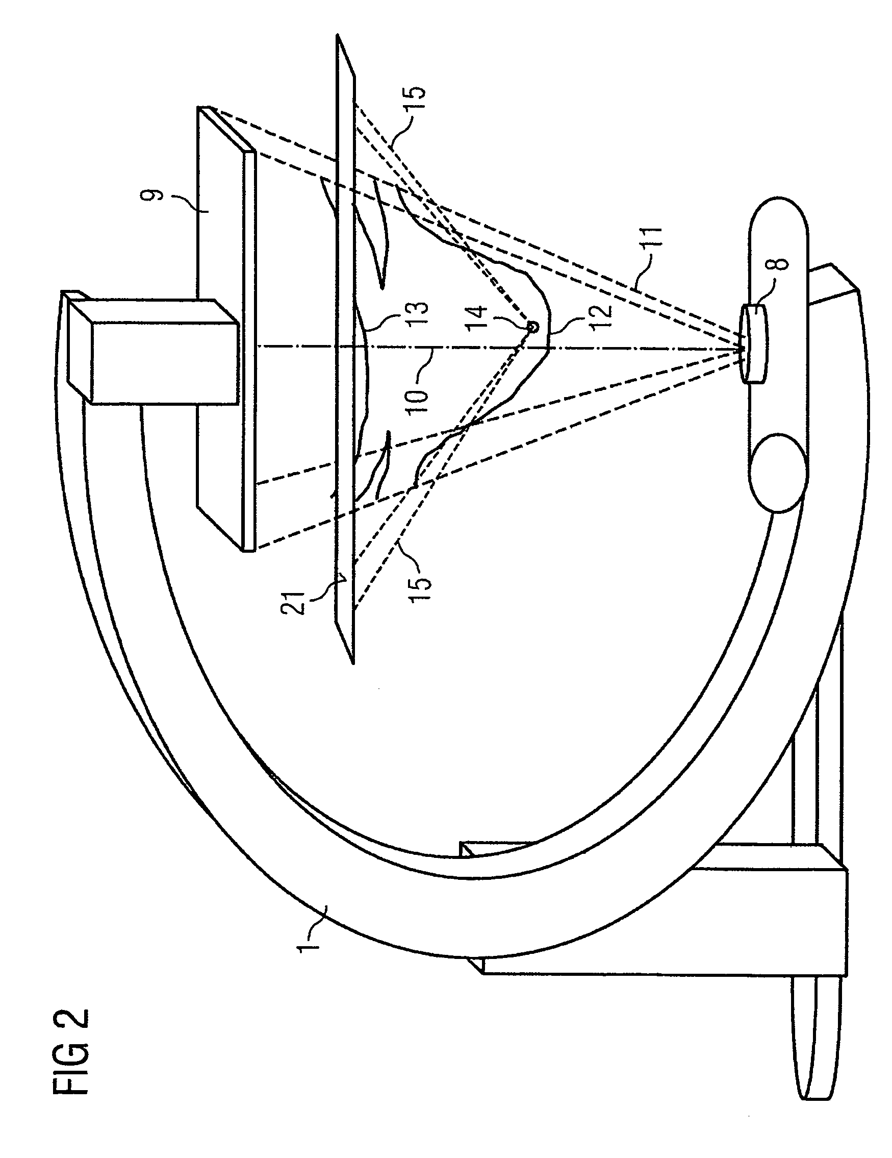 Device for merging a 2D radioscopy image with an image from a 3D image data record