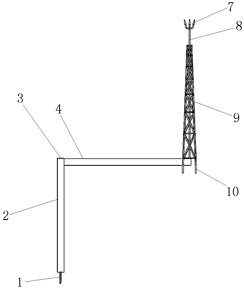 Novel lightning protection launching device and construction method thereof