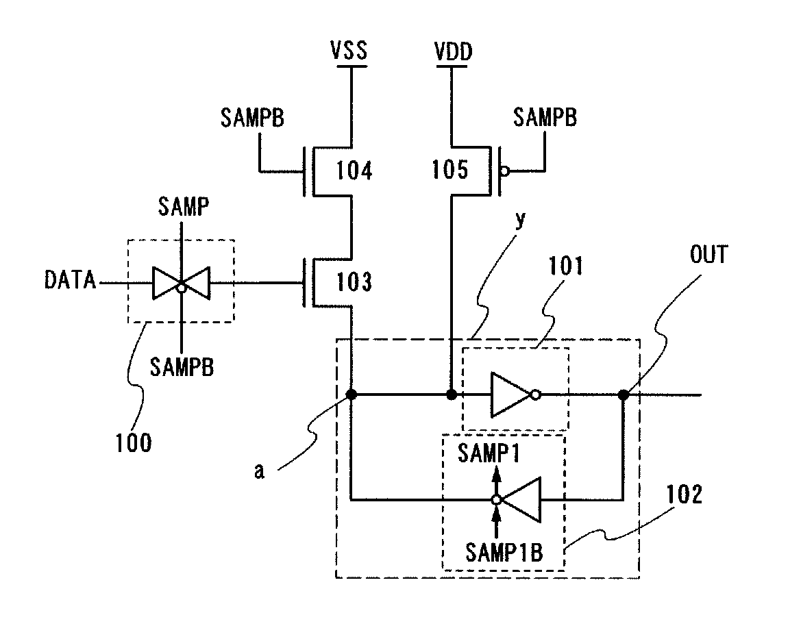 Data latch circuit, driving method of the data latch circuit, and display device