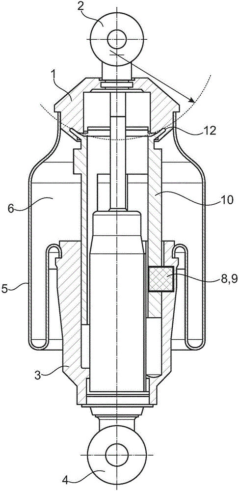 Air spring assembly having integrated control valve and rod-shaped actuating element