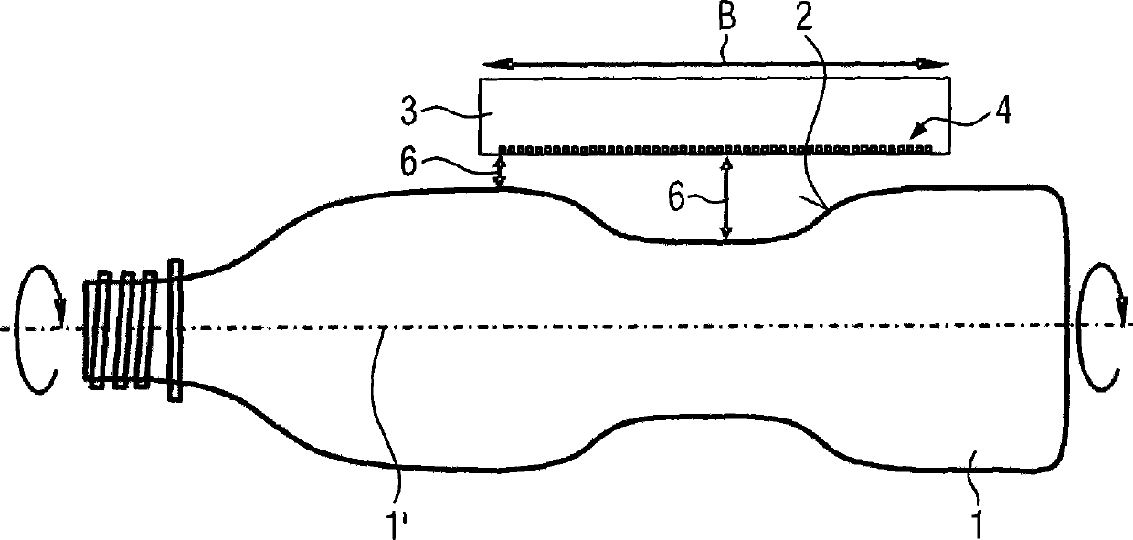 Method and device for ink-jet printing on curved container surfaces
