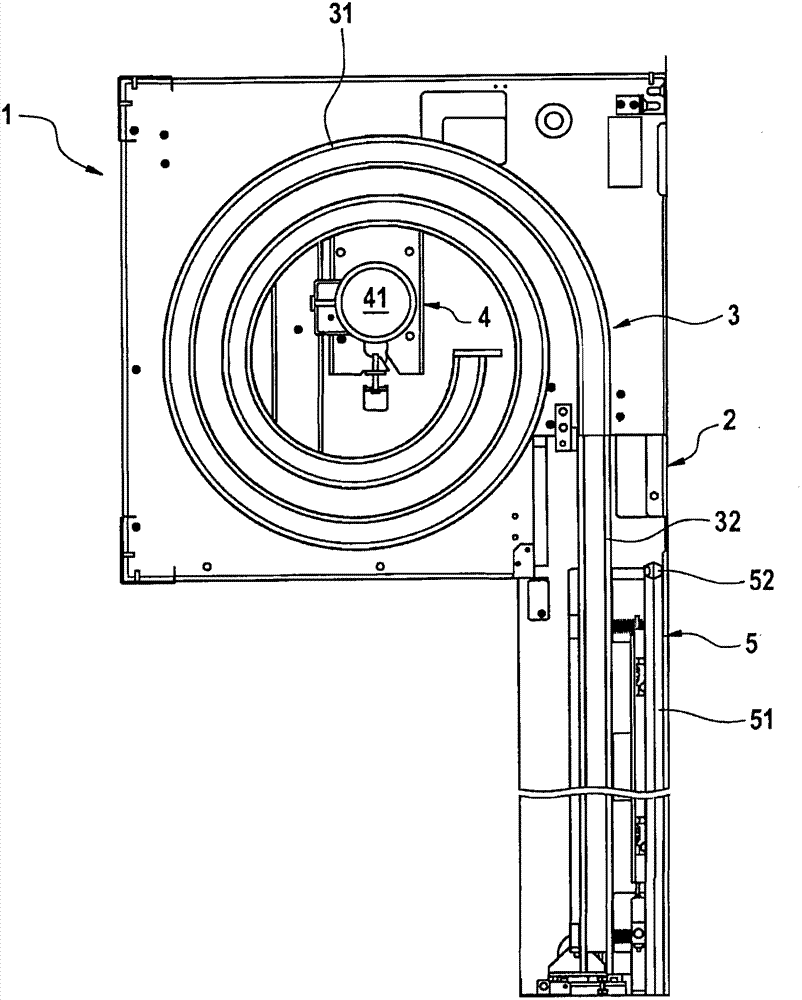 Lifting door having a movable door-leaf guide