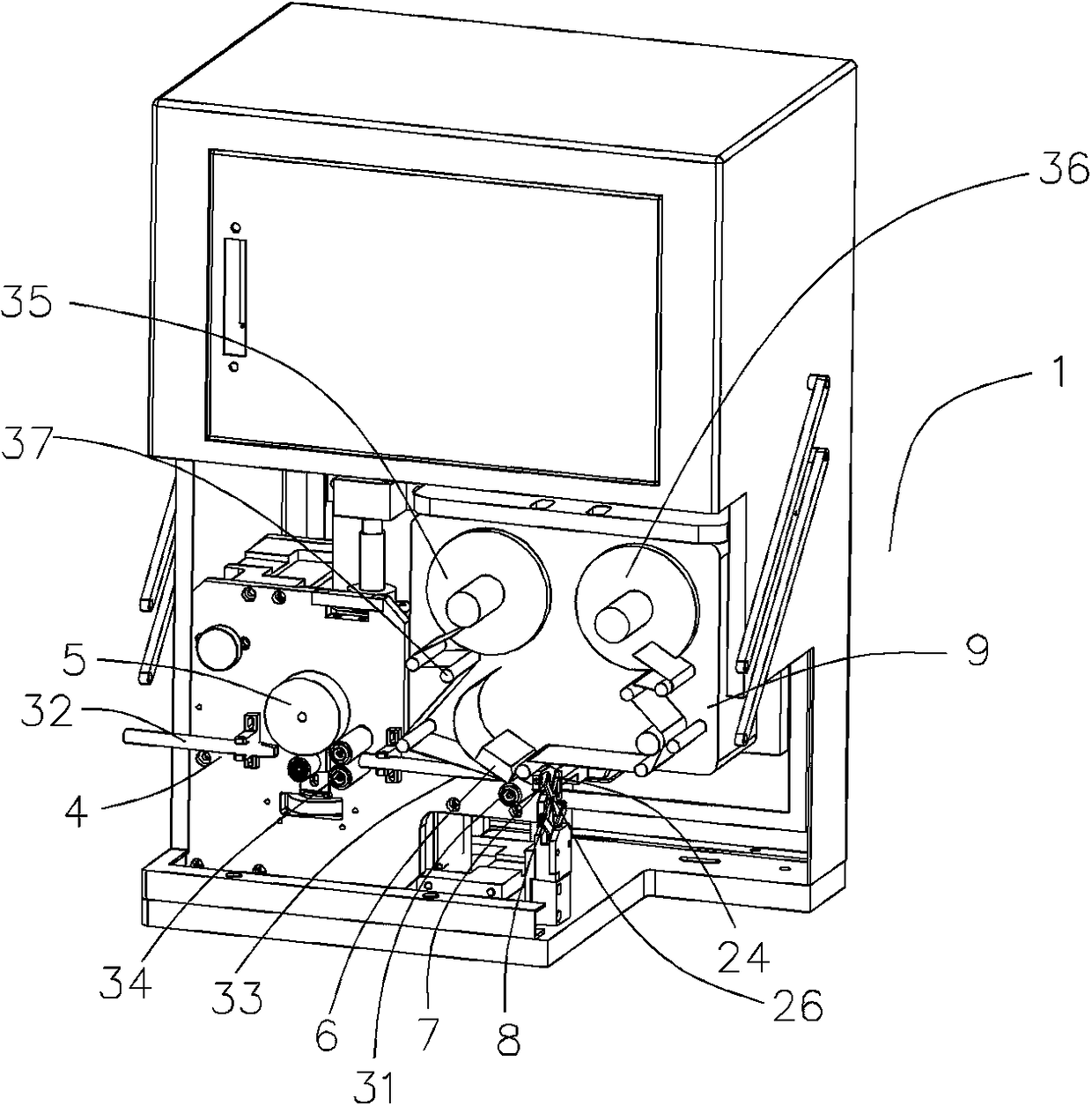 Number marking and number tube penetrating mechanism of double-pressing double-penetrating cable marker