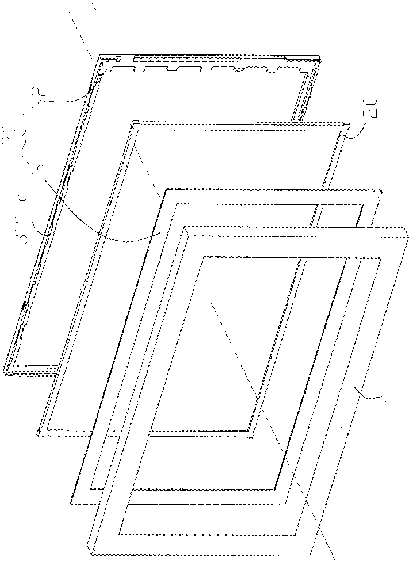 Flat panel display, front frame structure and manufacturing method thereof